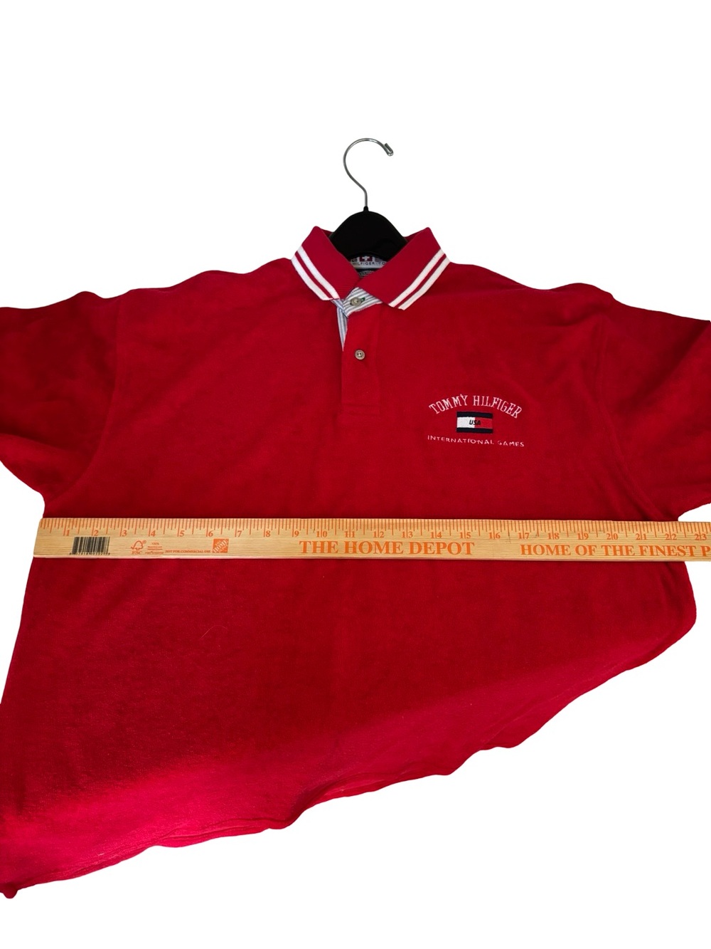 Tommy Hilfiger Men’s Red Terry Cloth Polo USA International Games Shirt Sz M - Picture 4 of 7